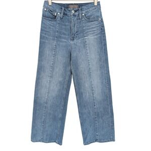 Point Sur J. Crew Wide Leg Crop High Waist Jeans Vertical Seam 27 Boho Chic